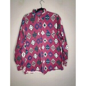 VTG review by Baxter mens button down size xl western cotton shirt burgundy red